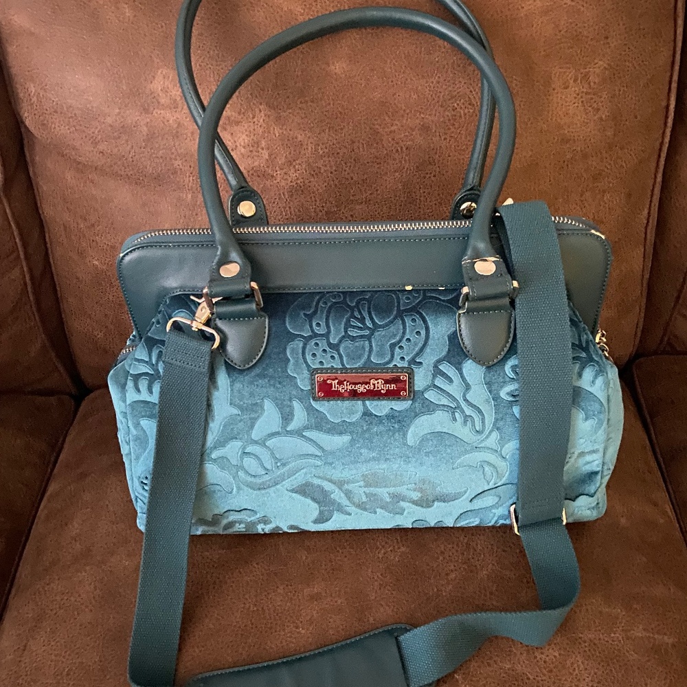 House of Flynn Teal Velvet Versailles Camera Bag